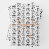 Zwart-witte vragen Tekenpatroon 3D Inpakpapier Vel (In situ)