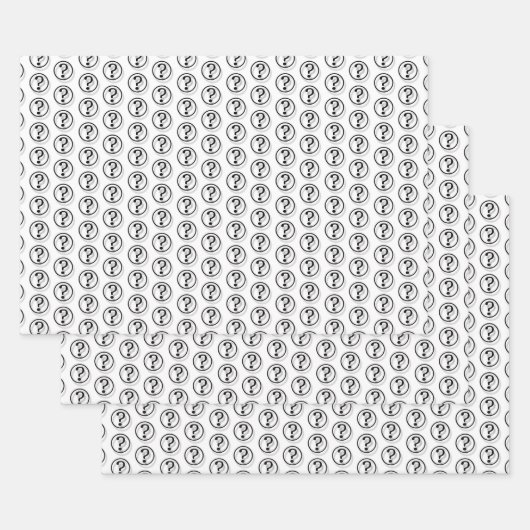 Zwart-witte vragen Tekenpatroon 3D Inpakpapier Vel (Set)
