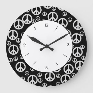 Zwart-witte vredessignalen grote klok