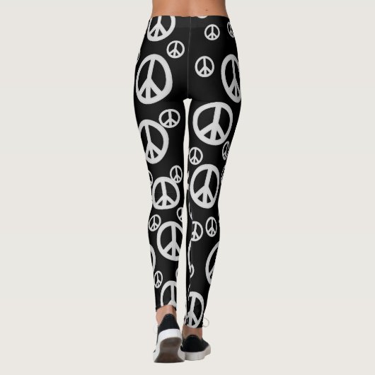 Zwart-witte vredessignalen leggings (Achterkant)