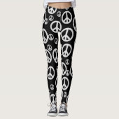 Zwart-witte vredessignalen leggings (Voorkant)