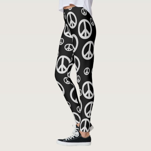 Zwart-witte vredessignalen leggings (Links)