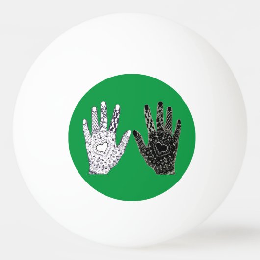 Zwart-witte vriendschap Hands Pingpongbal (Achterkant)