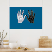 Zwart-witte vriendschap Hands Poster (Keuken)