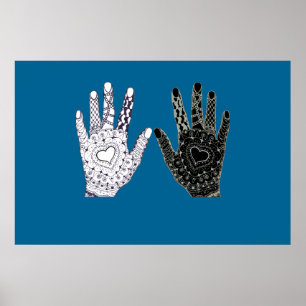 Zwart-witte vriendschap Hands Poster