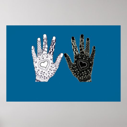 Zwart-witte vriendschap Hands Poster (Voorkant)