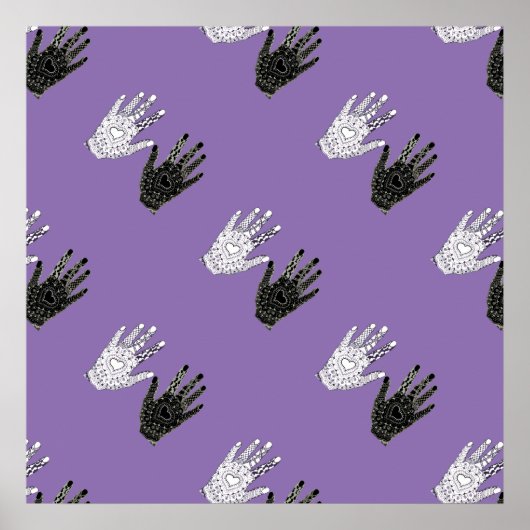 Zwart-witte vriendschap Hands Poster (Voorkant)