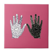 Zwart-witte vriendschap Hands Tegeltje (Voorkant)