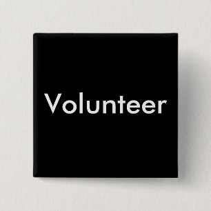 Zwart Witte Vrijwilliger Vierkante Button 5,1 Cm