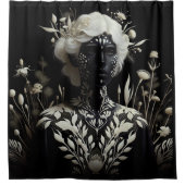 Zwart-witte vrouw douchegordijn (Voorkant)