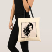 Zwart-witte vrouw Portret Canvas tas (Voorkant (product))