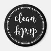 Zwart-witte  vuilniswasmachine Magnet (Voorkant)