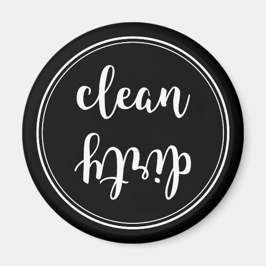 Zwart-witte  vuilniswasmachine Magnet (Voorkant)