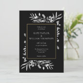 Zwart-witte vulling Elegant Gold Wedding Kaart (Staand voorkant)