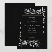 Zwart-witte vulling Elegant Gold Wedding Kaart (Voorkant / Achterkant)