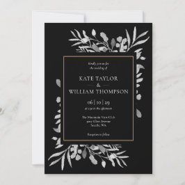 Zwart-witte vulling Elegant Gold Wedding Kaart