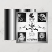 Zwart & Witte Wandelaarskinderwagen Foto 1e Verjaa Kaart (Voorkant / Achterkant)