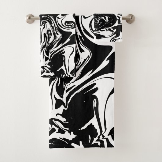 Zwart-witte washanddoekset bad handdoek (Insitu)