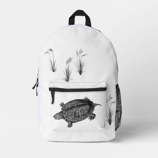 Zwart-witte waterschildpad bedrukte rugzak (Voorkant)