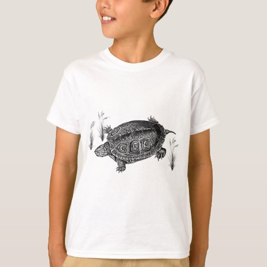 Zwart-witte waterschildpad t-shirt (Voorkant)