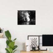 Zwart-witte waterval door de bomen 16x20 poster (Thuiskantoor)