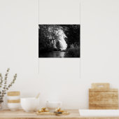 Zwart-witte waterval door de bomen 16x20 poster (Keuken)