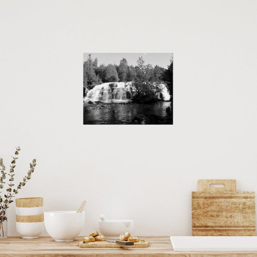 Zwart-witte watervallen 16x20 poster (Keuken)