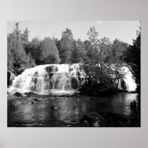 Zwart-witte watervallen 16x20 poster