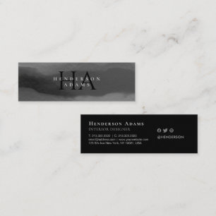 Zwart-witte Waterverf - Abstract monogram Mini Visitekaartje