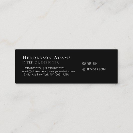 Zwart-witte Waterverf - Abstract monogram Mini Visitekaartje (Achterkant)