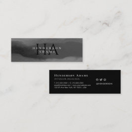 Zwart-witte Waterverf - Abstract monogram Mini Visitekaartje