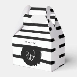 Zwart-witte Waterverf met handgetekende lijnen Bedankdoosjes