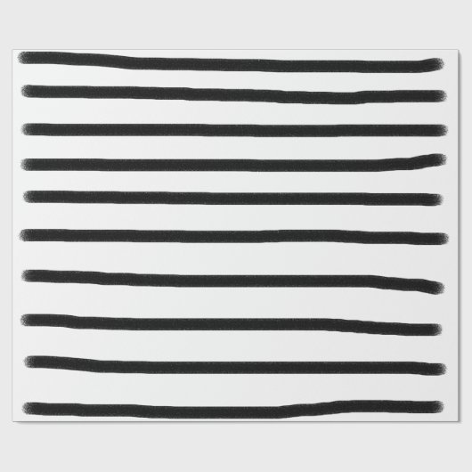 Zwart-witte Waterverf met handgetekende lijnen Cadeaupapier (Vlak)