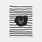 Zwart-witte Waterverf met handgetekende lijnen Fleece Deken (Voorkant)