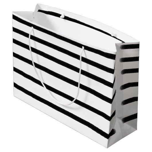 Zwart-witte Waterverf met handgetekende lijnen Groot Cadeauzakje (Achterkant Gekanteld)