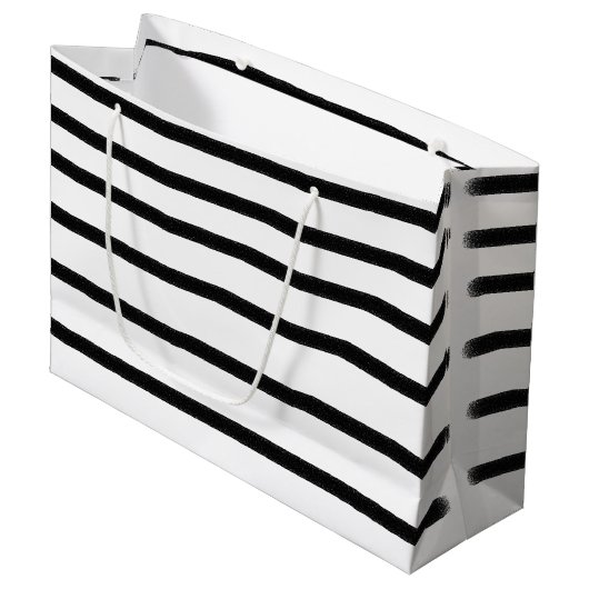 Zwart-witte Waterverf met handgetekende lijnen Groot Cadeauzakje (Voorkant Gekanteld)