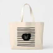 Zwart-witte Waterverf met handgetekende lijnen Grote Tote Bag (Voorkant)