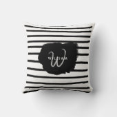 Zwart-witte Waterverf met handgetekende lijnen Kussen (Achterkant)