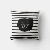 Zwart-witte Waterverf met handgetekende lijnen Kussen (Voorkant)