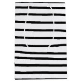 Zwart-witte Waterverf met handgetekende lijnen Medium Cadeauzakje (Voorkant)