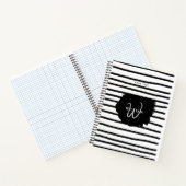 Zwart-witte Waterverf met handgetekende lijnen Notitieboek (Binnen)