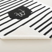 Zwart-witte Waterverf met handgetekende lijnen Sherpa Deken (3/4)