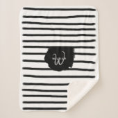 Zwart-witte Waterverf met handgetekende lijnen Sherpa Deken (Voorkant)