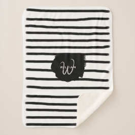 Zwart-witte Waterverf met handgetekende lijnen Sherpa Deken