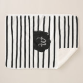 Zwart-witte Waterverf met handgetekende lijnen Sherpa Deken (Voorkant (horizontaal))