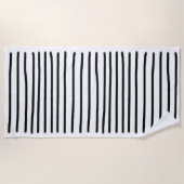 Zwart-witte Waterverf met handgetekende lijnen Strandlaken (Voorkant)