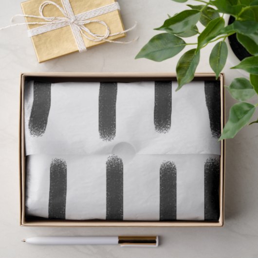 Zwart-witte Waterverf met handgetekende lijnen Tissuepapier (Geschenk)