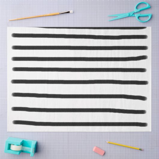 Zwart-witte Waterverf met handgetekende lijnen Tissuepapier (Craft)