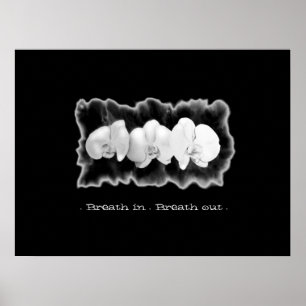 Zwart-witte waterverf orchideeën schilderen poster