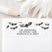 Zwart-witte Waterverf vleermuizen Halloween Etiket (Insitu)